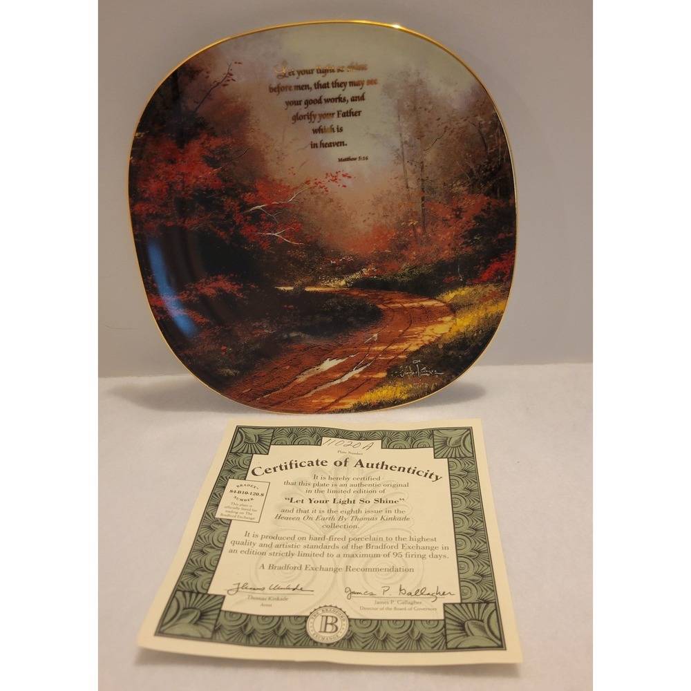 Thomas Kinkade Collector Plate‎ Bradford 8in Let Light Shine Decor 11020A w COA